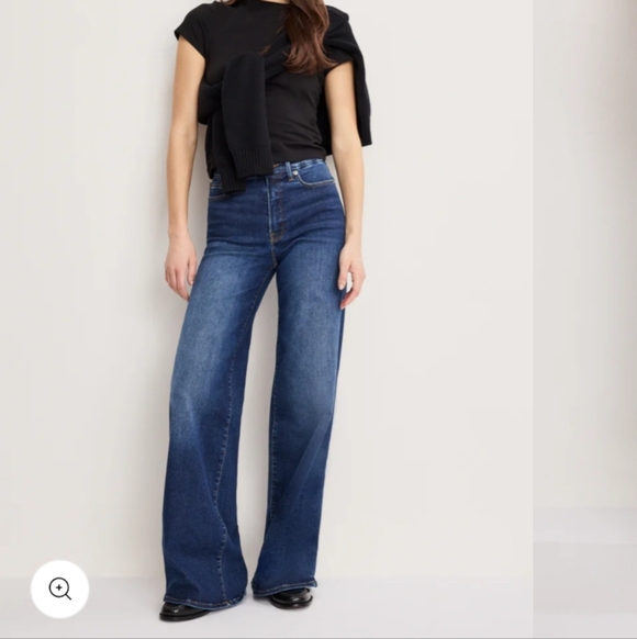 Good American Denim - Good American Good Waist Palazzo Jeans Wide Leg Stretch